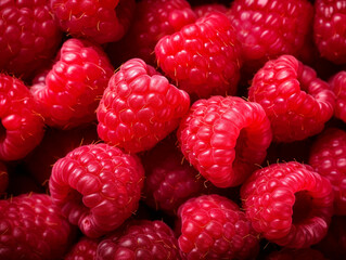 Fresh red raspberry berries close up