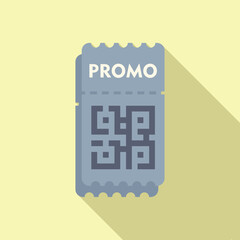 Promo qr code icon flat vector. Package rebate social. Food special ticket