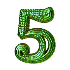 Symbol made of green spheres. number 5