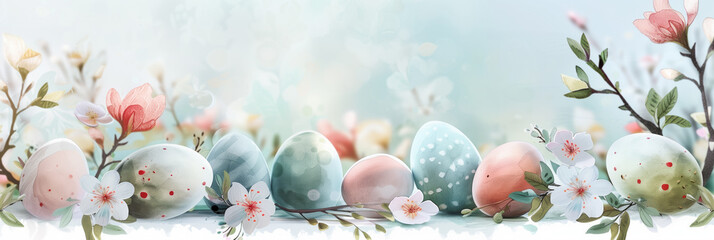 Elegant Vintage Easter Wallpaper with Pastel Hued Background, watercolor,  background with a pace for text