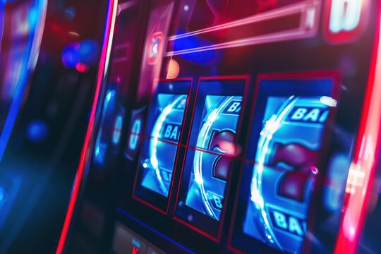 7 casino slot game with blue colors on a dark background picture