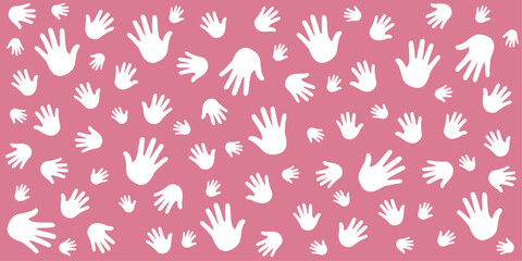 Background with human children's and adults hands imprint.