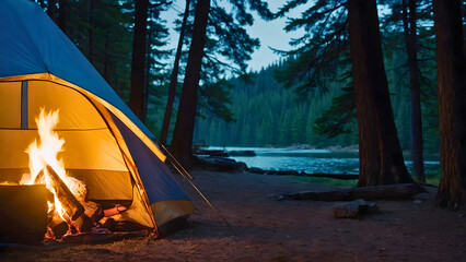 A wonderful environment for camping, in the middle of a beautiful forest but also next to the river, which offers a very nice view of the surroundings.