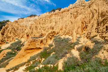 Natural Park Arriba Fossil of Caparica, Gale Fontainhas beach during summer. South Lisboa. Portugal.
