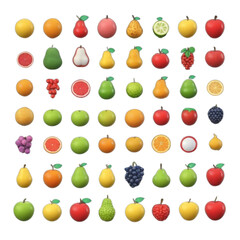 Fototapeta na wymiar 3d render fruits icon pack on isolated transparent background png, generated with AI