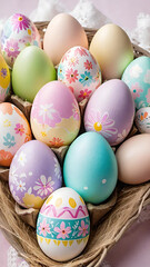 Fototapeta na wymiar Beautiful colorful Easter eggs. Happy Easter 