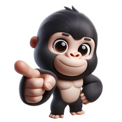 3D cute gorilla isolated on white background.