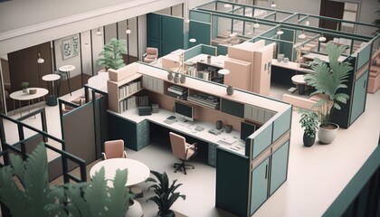 Office interior in modern style concept.