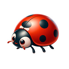3D cute Ladybug isolated on white background.
