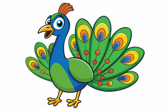 illustration of a peacock with a bird vector illustration