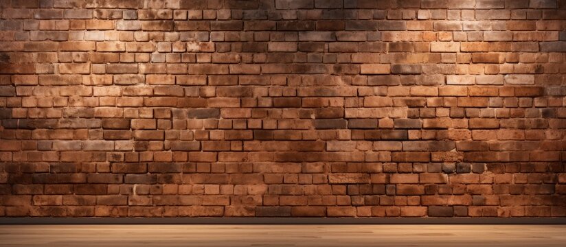Image of a brown brick wall background in a contemporary room with space for text design