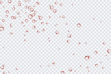 Red air bubbles, oxygen, champagne crystal clear, isolated on a transparent background of modern design. Vector illustration of EPS 10.