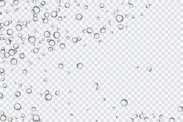 Air bubbles, oxygen, champagne crystal clear, isolated on a transparent background of modern design. Vector illustration of EPS 10.