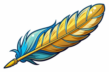 A colorful feather with pen style vector illustration