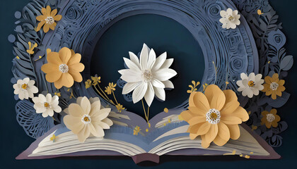 open book with flower