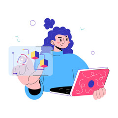 Modem doodle mini illustration depicting smart interface 