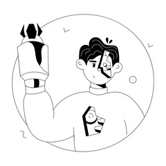 Get this doodle mini illustration of a humanoid 