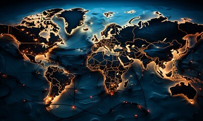 Global Map Illuminated by Lights