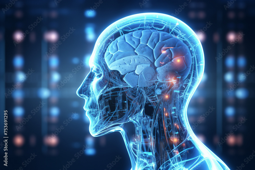 Poster scientist at work in a modern laboratory created with generative ai technology