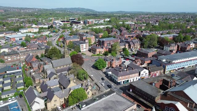 Wrexham cityscape with stadium