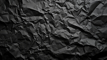 Black crumpled paper texture in low light for abstract backgrounds