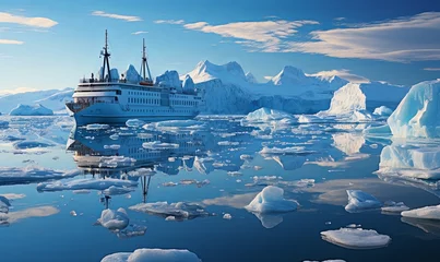 Tuinposter Cruise Ship Navigating Icy Waters © uhdenis
