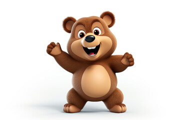Obraz premium Jubilant brown bear dancing joyfully. Ideal for children's content, animation projects, and entertainment. Expressive, lively, and captivating.