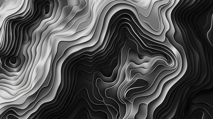 Abstract topographic lines in black and grey for geographic and map designs