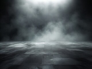 Abstract image of dark room concrete floor. Black room or stage background for product placement....