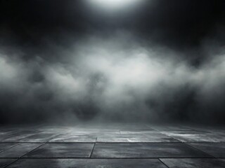 Abstract image of dark room concrete floor. Black room or stage background for product placement....