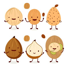 Fototapeta premium nuts collage isolated on on a transparent white background