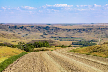 Grid Road Descending into the Frenchman River Valley in Southern Saskatchewan.