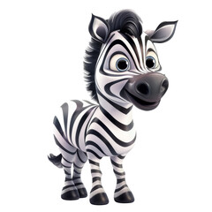 Fototapeta na wymiar Zebra Cartoon Illustration isolated on White Background.Cartoon 3D