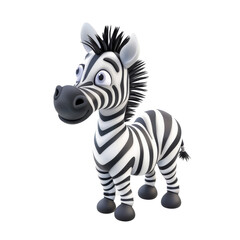 Zebra Cartoon Illustration isolated on White Background.Cartoon 3D