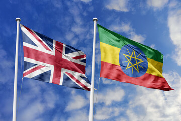 3D illustration, United Kingdom and Ethiopia alliance and meeting, cooperation of states.