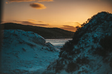 sunset over the mountains