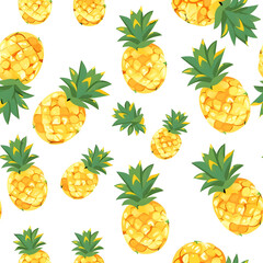 seamless pattern pineapple cut in half on a transparent or white background