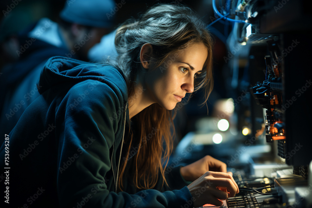 Poster office it specialist worker system administrator hacker engineer picture portrait made with generati
