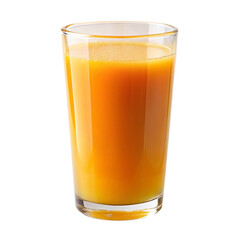 Glass of fresh carrot juice isolated on transparent background.