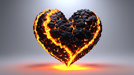 Fototapeta premium a burning heart of fire, lava. for a postcard, a declaration of love