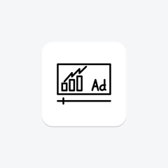 Ad Metrics icon, metrics, advertising, online, digital line icon, editable vector icon, pixel perfect, illustrator ai file