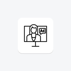 Native Ad icon, ad, advertising, online, digital line icon, editable vector icon, pixel perfect, illustrator ai file