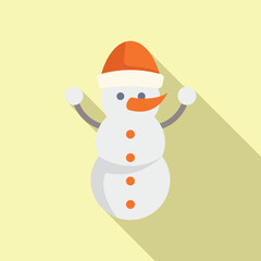 Hat snowman icon flat vector. Sticker character holiday. Design frozen season