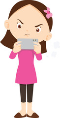 angry kid addicted mobile phone