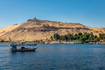 Dome of Abu Al-Hawa (Qubbet el-Hawa) or Dome of the Wind and the Nile river in Aswan, Egypt - 753697260