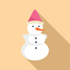 Winter snowman icon flat vector. Kids sticker. New Year fun pack