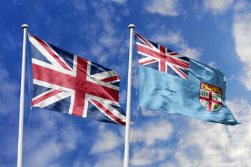 3D illustration, United Kingdom and Fiji alliance and meeting, cooperation of states.