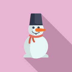 Celebration snowman icon flat vector. Face happy celebration. Cute snow man
