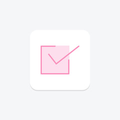 Checkbox icon, input, form, web, app duotone line icon, editable vector icon, pixel perfect, illustrator ai file