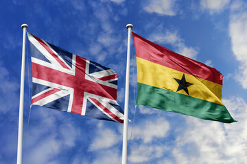 3D illustration, United Kingdom and Ghana alliance and meeting, cooperation of states.